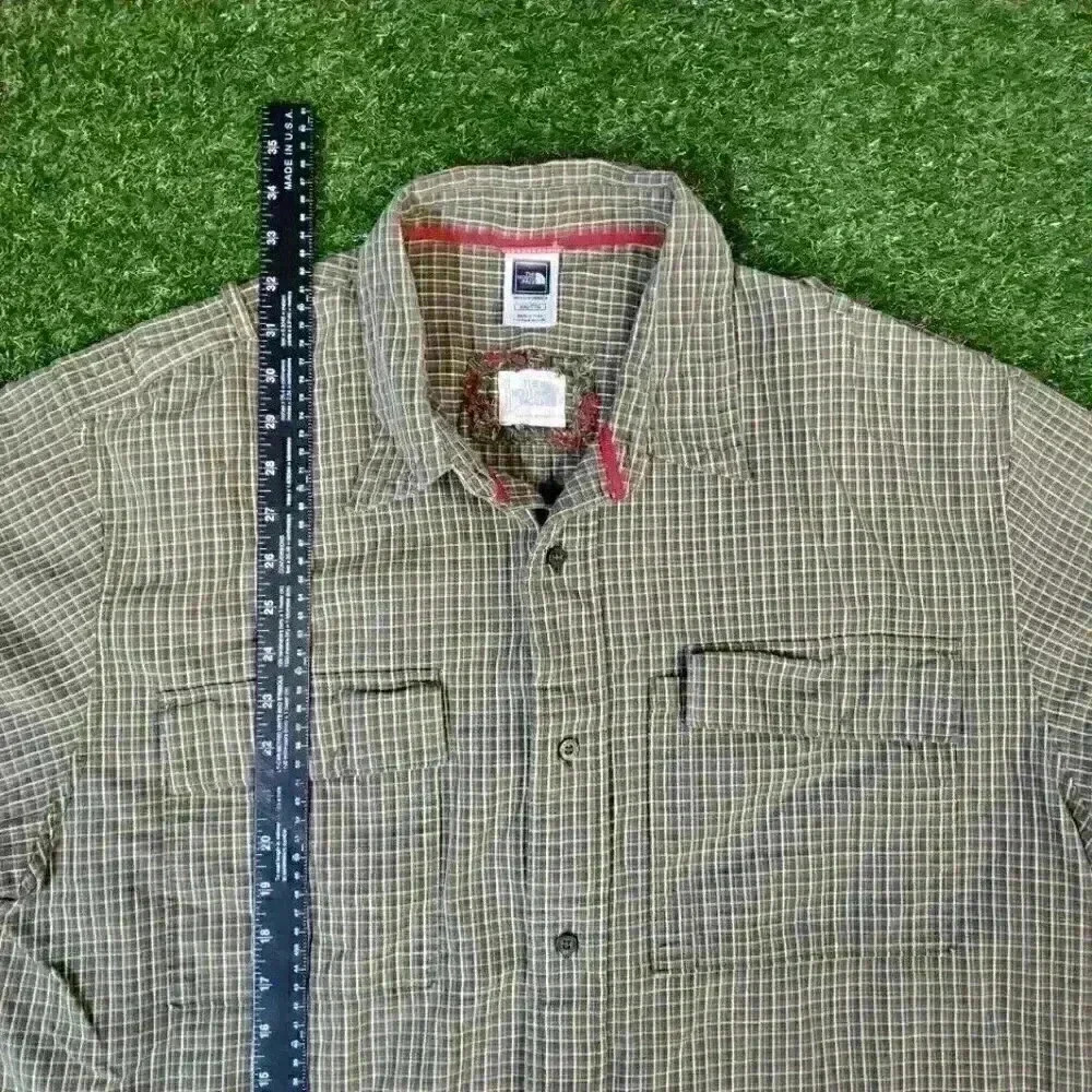 The North Face Plaid Brown Short Sleeve Button Up Mens Shirt XXL Pocket - Picture 6 of 7